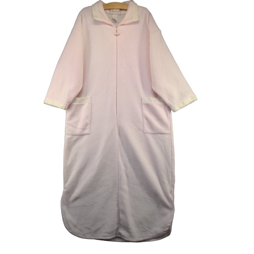Signature II by Stan Herman Women's Zip Up Fleece Fuzzy Robe Pink Actual 49x55